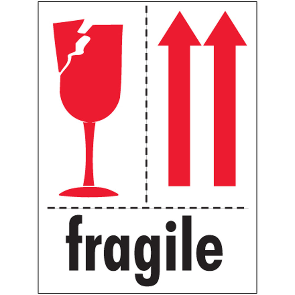 3×4 Fragile Glass With Up Arrow - Daybright Shipping Supplies within Glass Fragile Label Printable