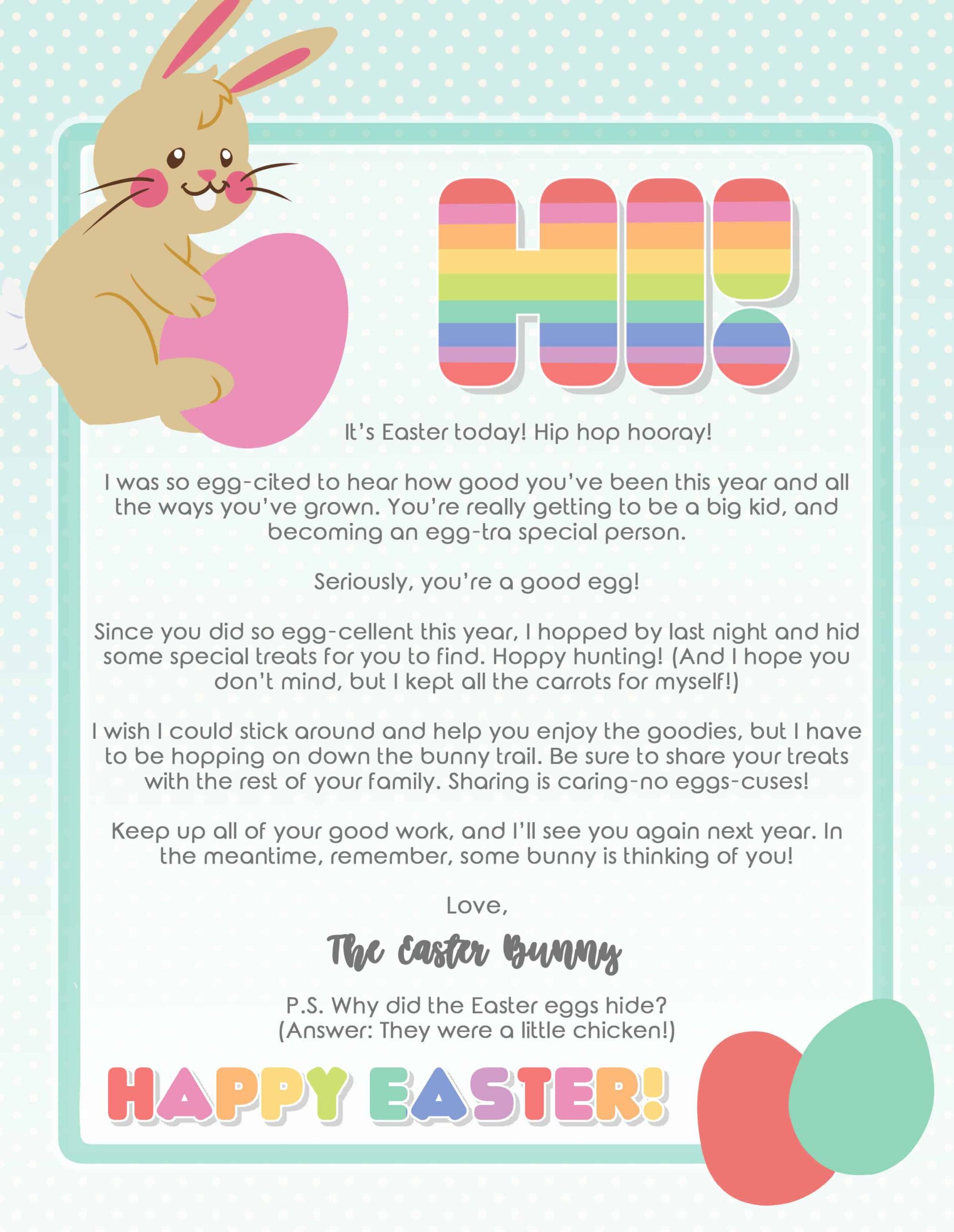 4 Free Printable Easter Bunny Letters with Free Printable Letters From The Easter Bunny