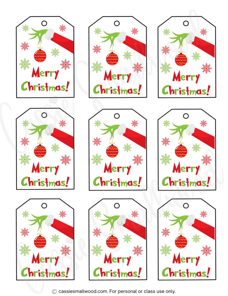 400+ Cutest Printable Christmas Tags (Free Pdf) - Cassie Smallwood with Free Christmas Gift Labels Printable
