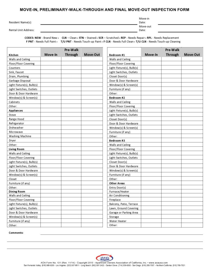 Free Printable Move in Checklist