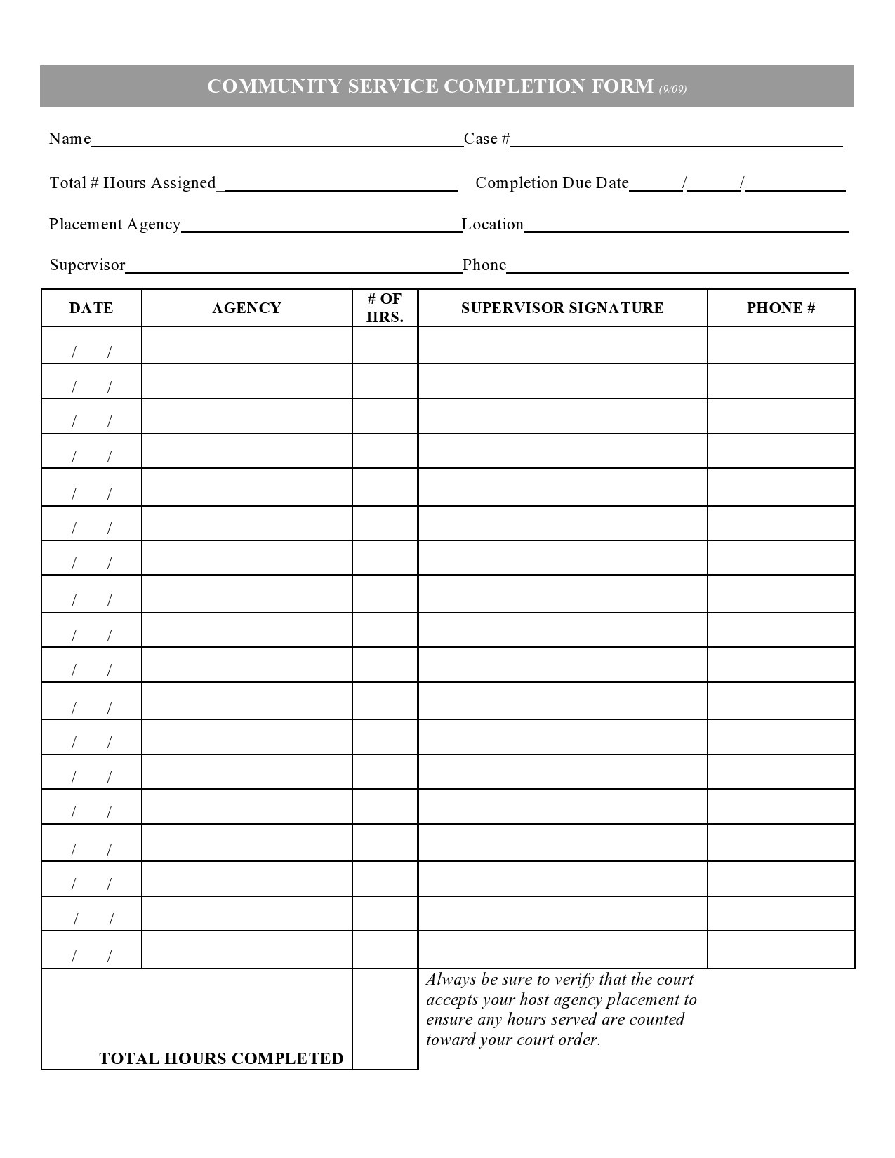44 Printable Community Service Forms (Ms Word) ᐅ Templatelab with regard to Free Printable Community Service Form