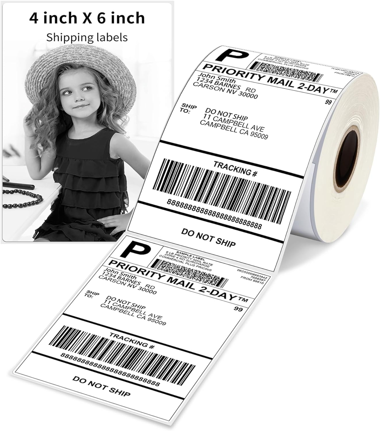 4*6 Inch Thermal Label Roll Square Shipping Label Sticker Paper with regard to Printable Return Label Woman Within