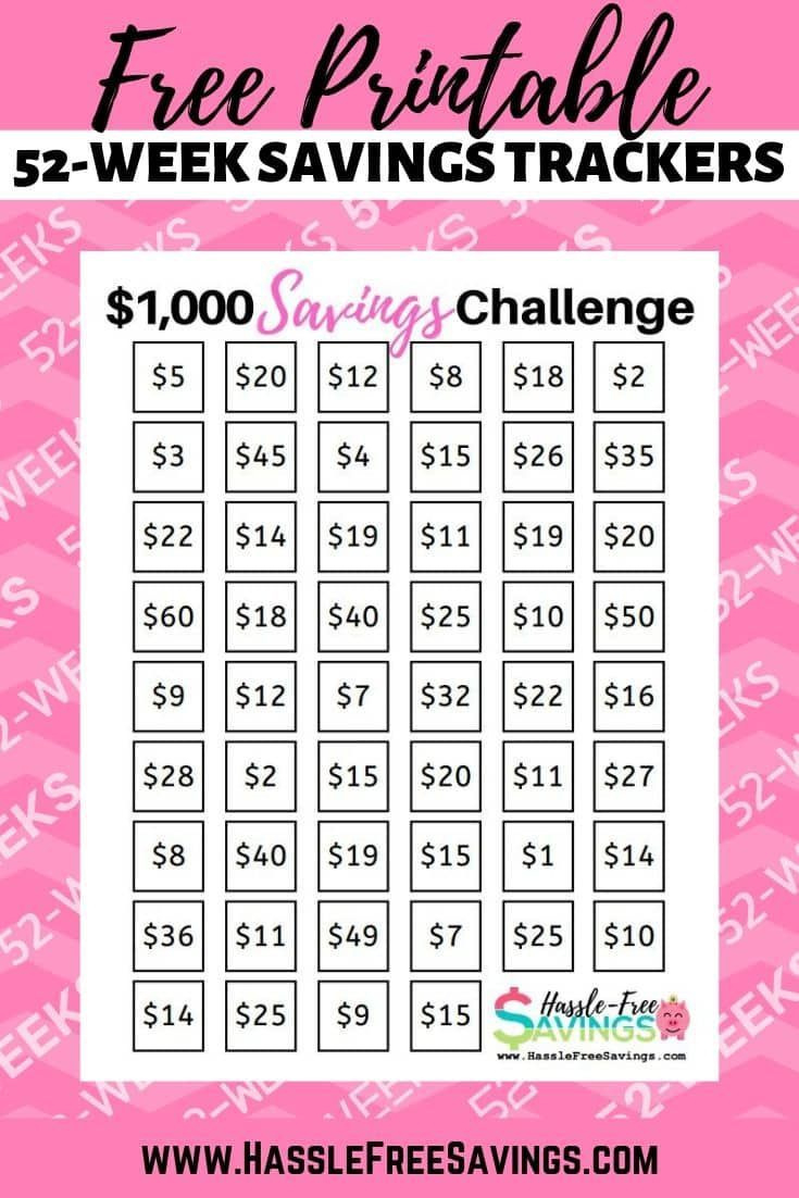 52-Week Money Challenge Chart with Free Printable Money Saving Challenge
