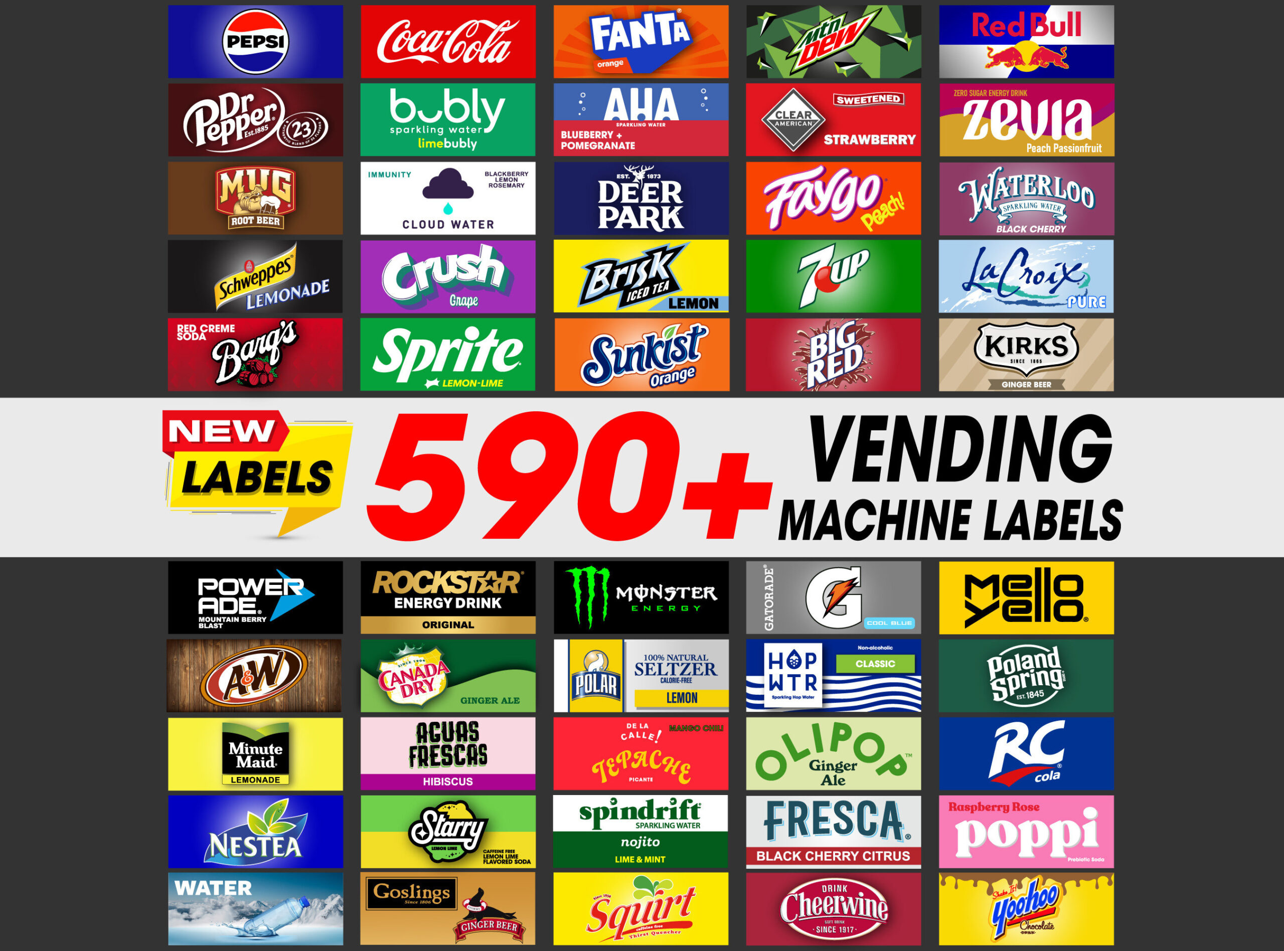 590+ Vending Machine Soda &amp;amp; Sparkling Water Labels (Digital with Soda Machine Labels Printable