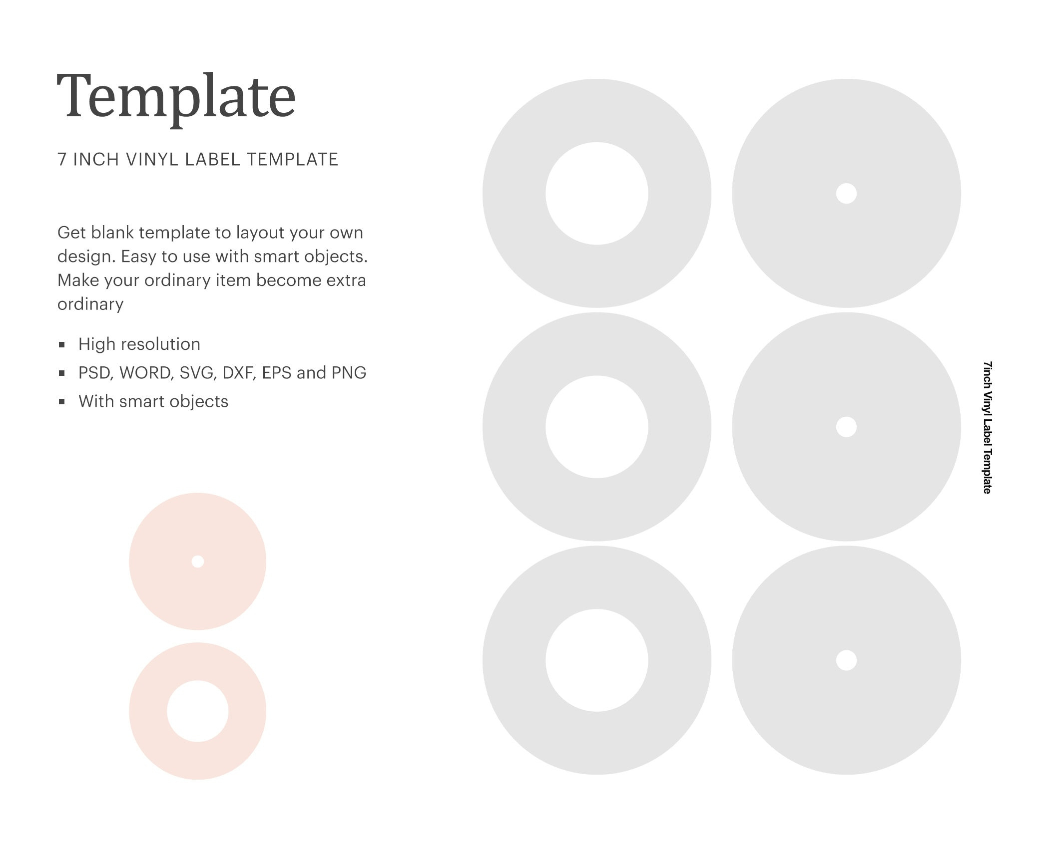 7 &amp;quot;Vinyl Schallplatten Label Leere Vorlage, Vinyl Label, Blank in Printable Vinyl Label