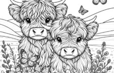 Adorable Highland Cow Coloring Pages For Relaxation And Fun with Free Printable Highland Cow Coloring Pages