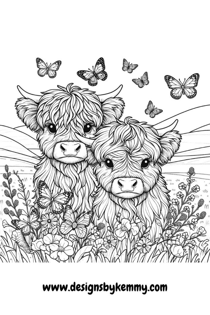 Adorable Highland Cow Coloring Pages For Relaxation And Fun with Free Printable Highland Cow Coloring Pages