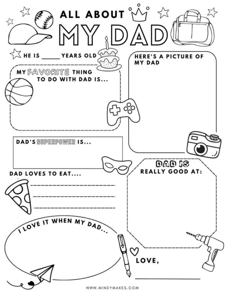 Free Printable All About My Dad Printable