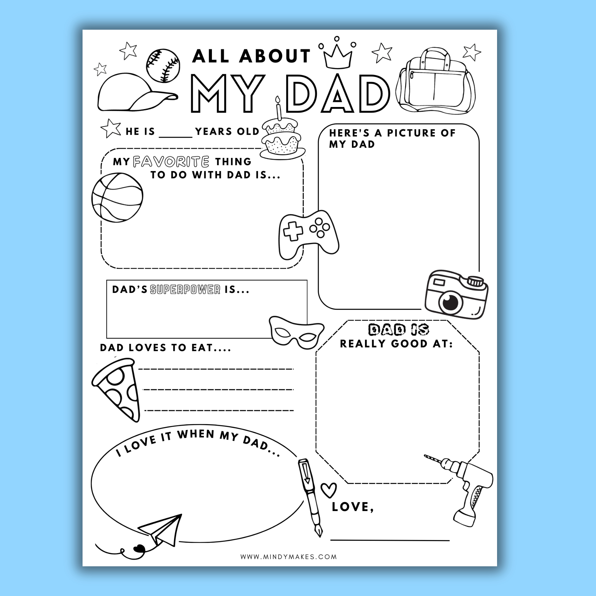 All About Dad Free Printable Pdf within Free Printable All About My Dad Printable