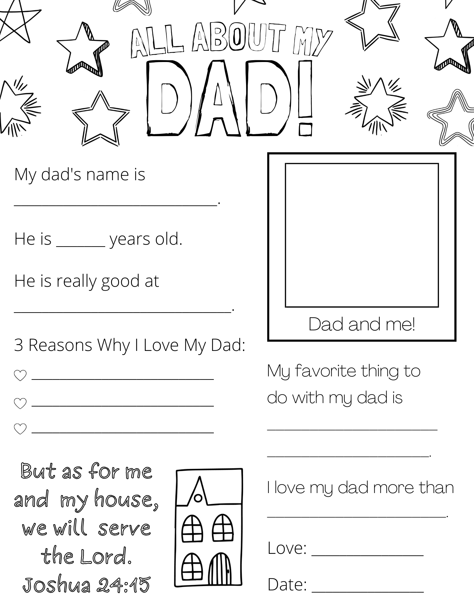 All About My Dad (Papa, Grandpa) Free Printable - Out Upon The Waters pertaining to Free Printable All About My Dad Printable