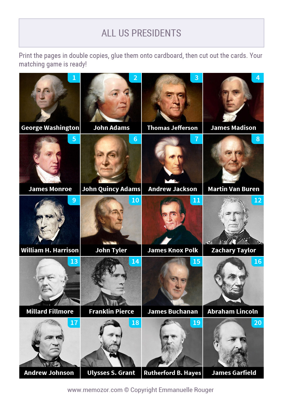 All Us Presidents In Order - Pictures And Names | Memozor with regard to Free Printable Pictures of Presidents