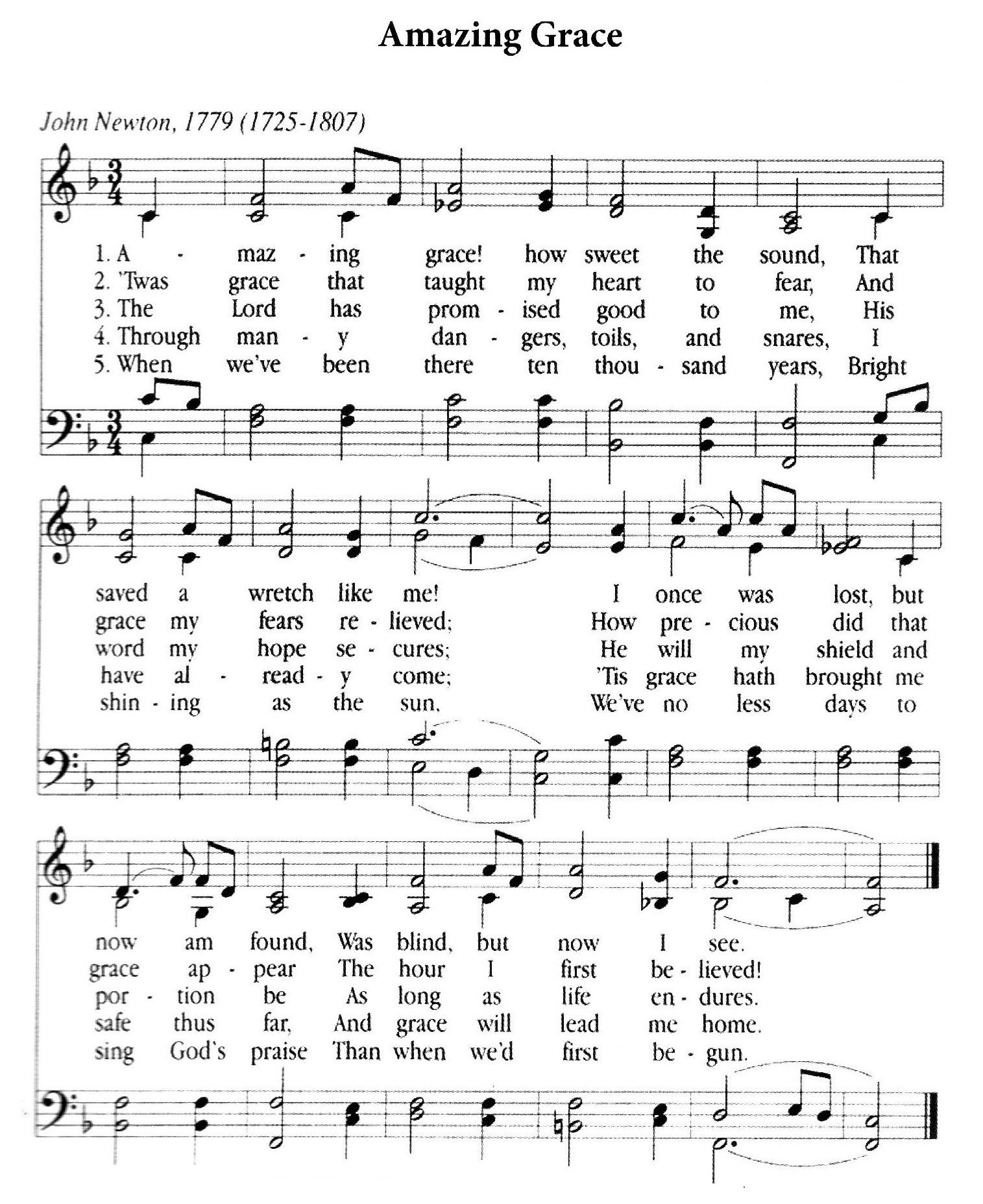 Amazing Grace Sheet Music - 15 Free Pdf Printables | Printablee for Free Printable Amazing Grace Hymn Sheet Music
