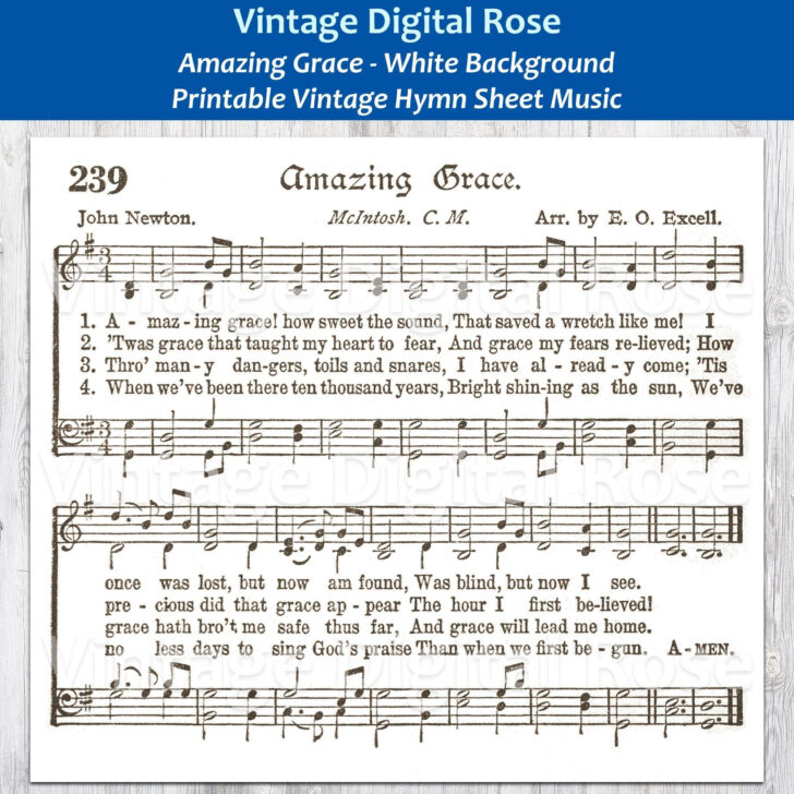 Free Printable Amazing Grace Hymn Sheet Music