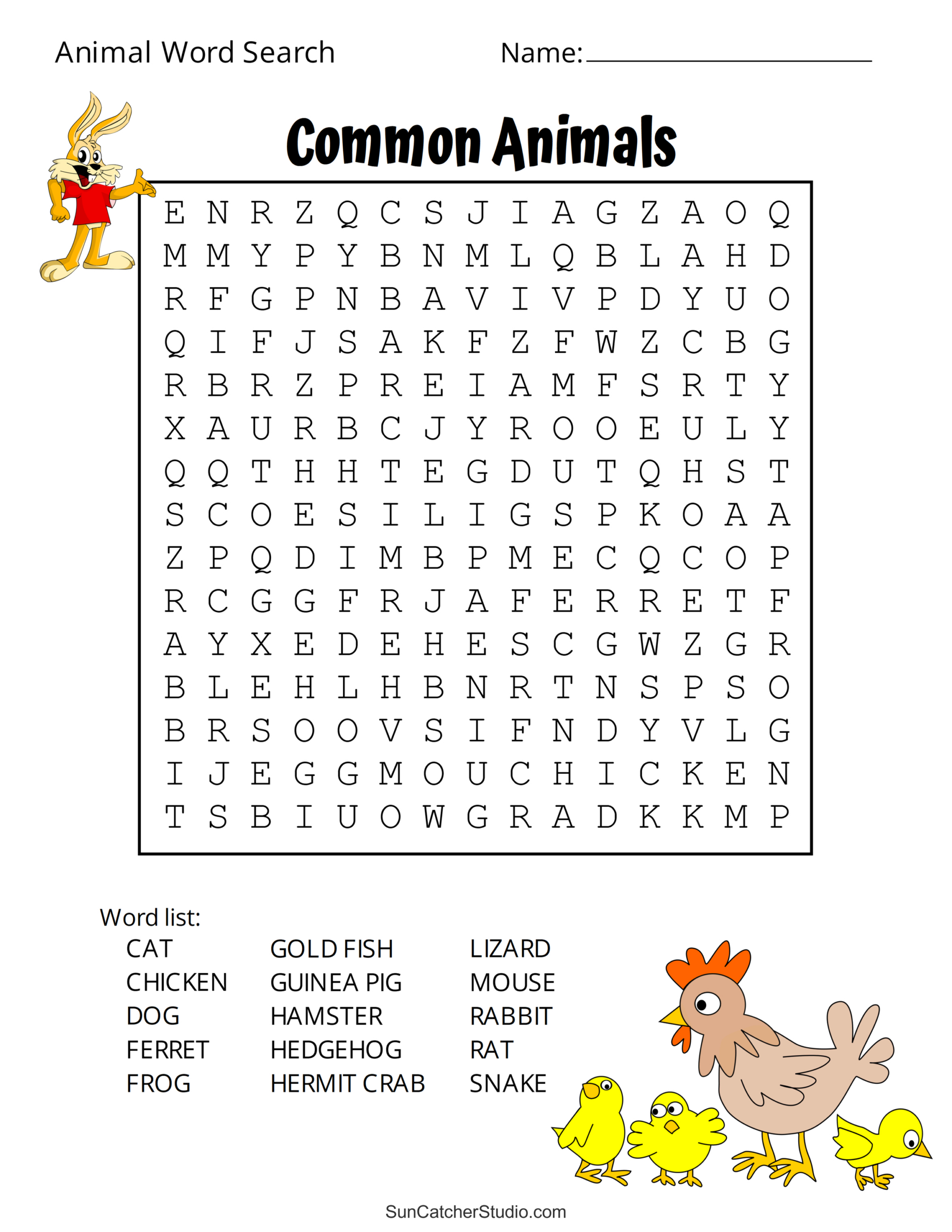 Animal Word Search (Free Printable Dog, Pet, Dinosaur Puzzles intended for Free Printable Word Search For Kids