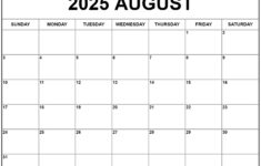 August 2025 Calendar | Free Printable Calendars intended for Free Printable Calendar 2025 August