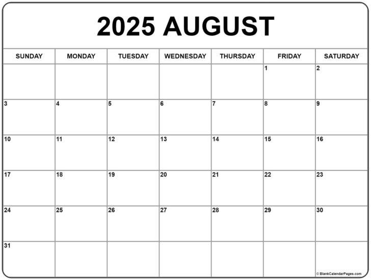 Free Printable Calendar 2025 August