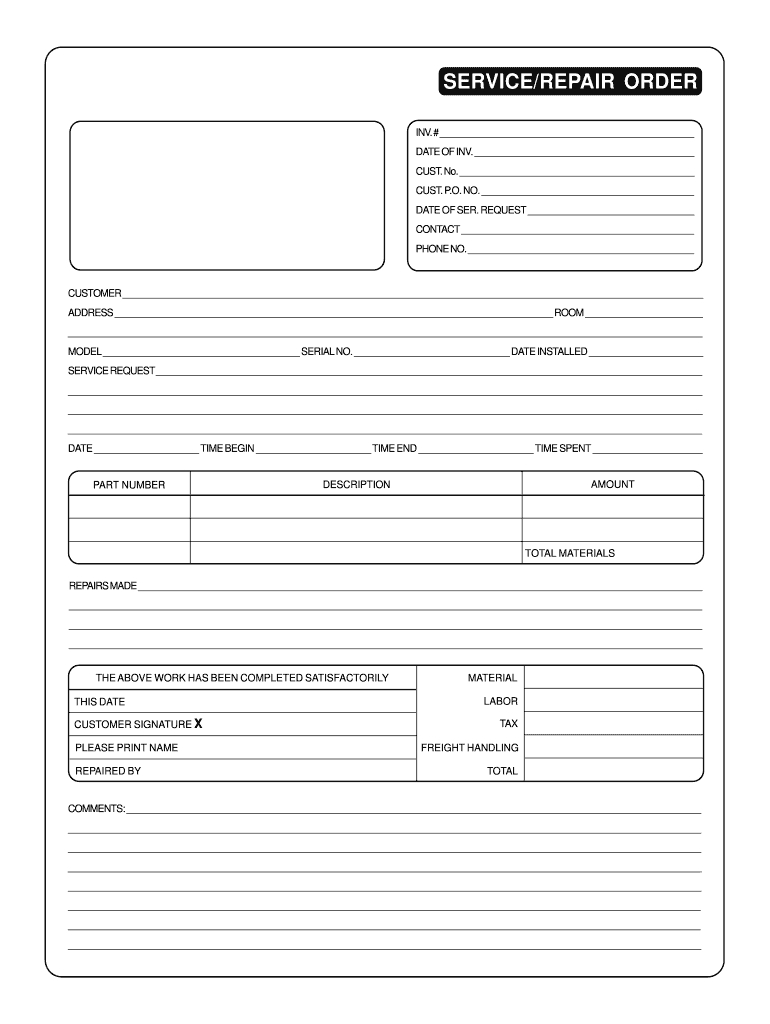 Auto Repair Order Form Pdf Free: Fill Out &amp;amp; Sign Online | Dochub regarding Free Printable Auto Repair Forms