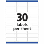 Avery® Easy Peel Return Address Labels   1" Width X 2 5/8" Length Intended For Label Templates Free Printable 30 Per Page
