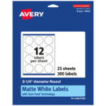 Avery Glossy Permanent Labels With Sure Feed 94510 Wgp50 Round 2 Intended For Office Depot Printable Label Template