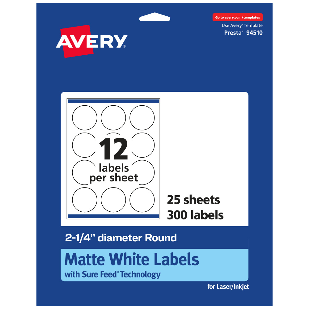 Avery Glossy Permanent Labels With Sure Feed 94510 Wgp50 Round 2 intended for Office Depot Printable Label Template