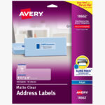 Avery Printable Address Labels With Sure Feed, 1 1/3" X 4", Matte Clear,  Permanent Adhesive, Inkjet Printers, 140 Blank Mailing Labels (18662) Pertaining To Clear Printable Address Labels