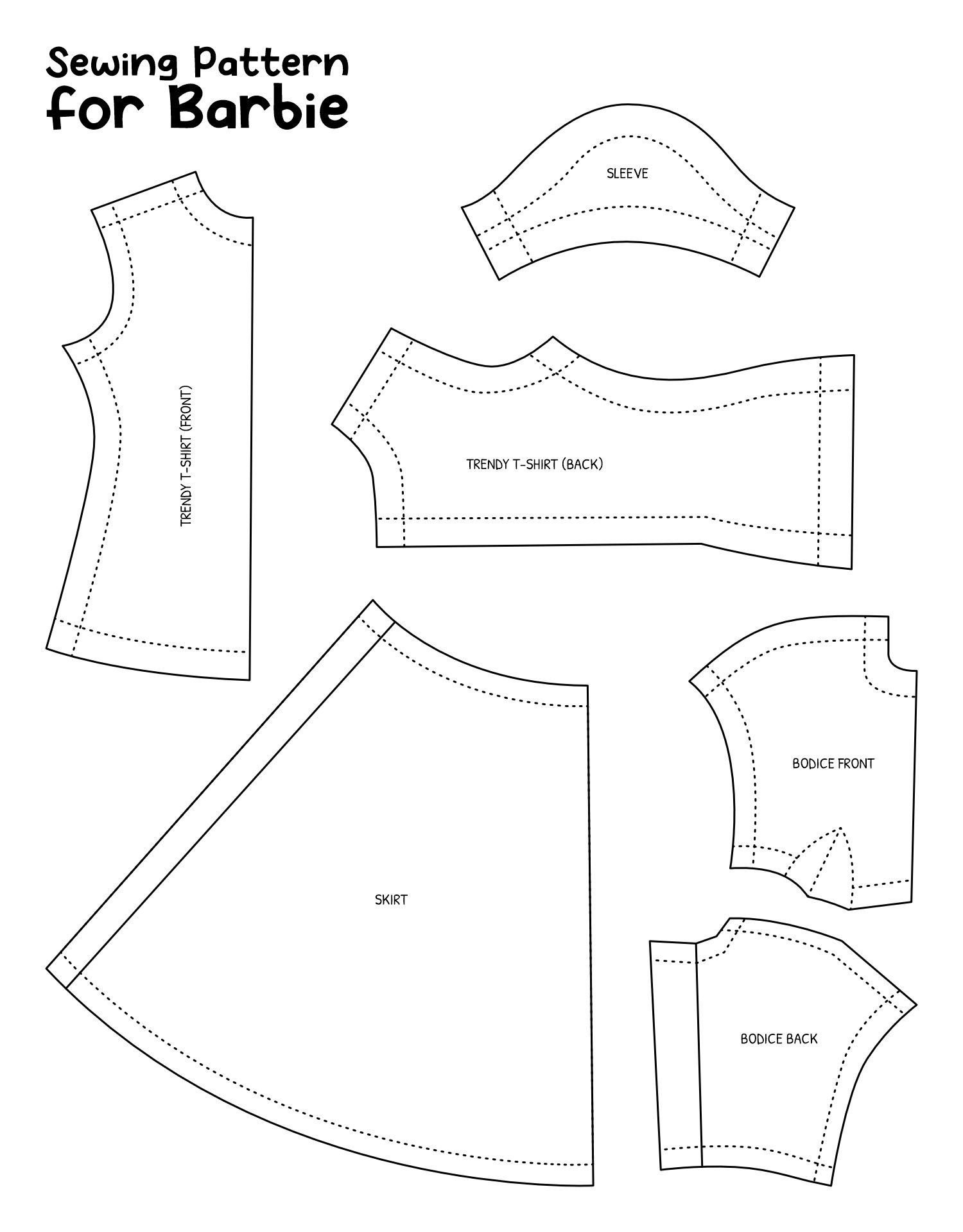 Barbie Clothes Templates - 20 Free Pdf Printables | Printablee intended for Free Printable Patterns For Barbie Clothes