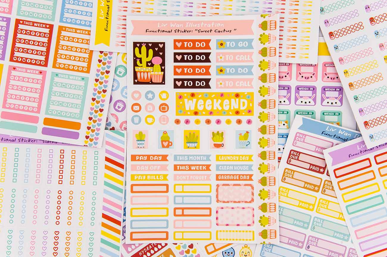 Basic Labels Planner Stickers || Basic-1 - Liv Wan Illustration with Printable Label Stickers For Planner