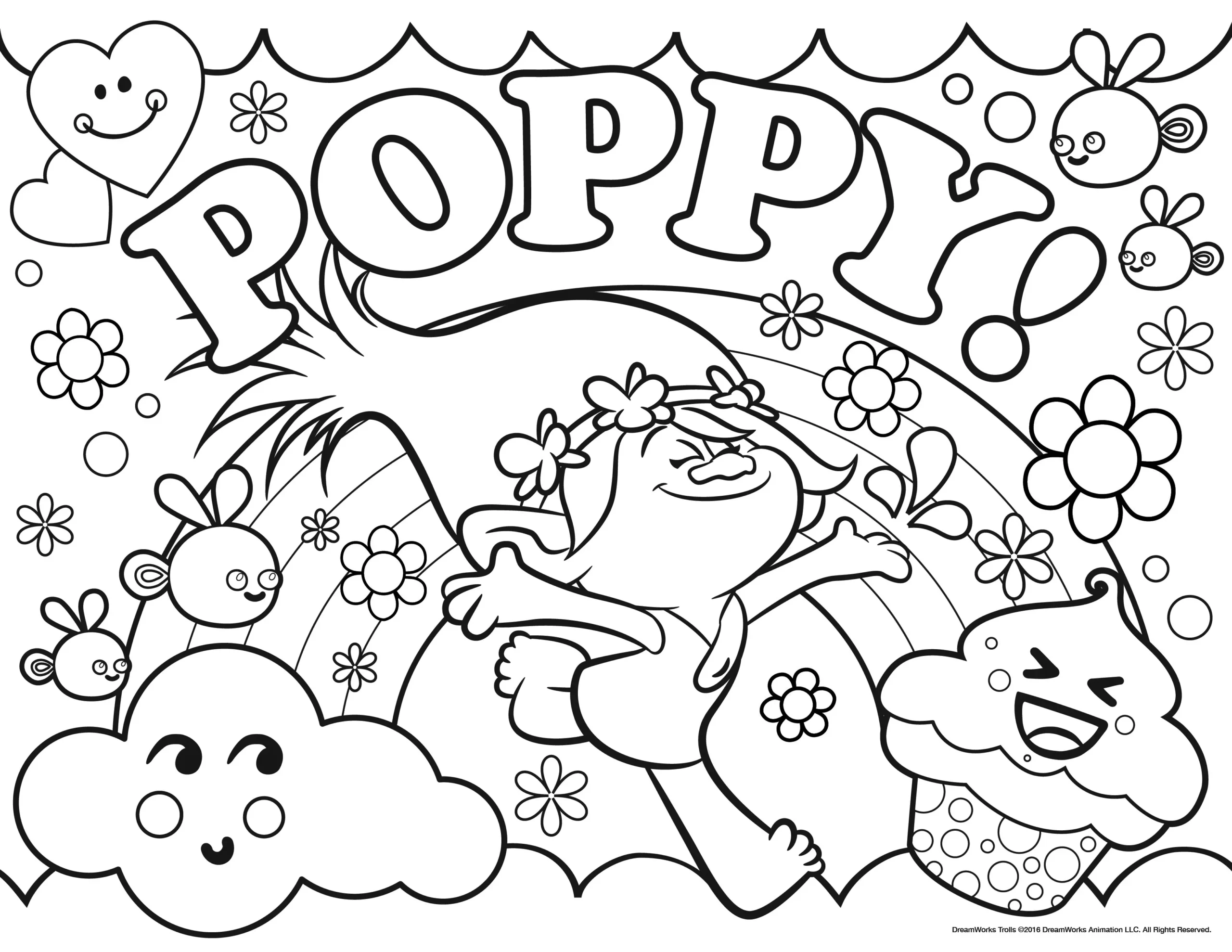 Beautiful Trolls Coloring Page To Print, With Princess Poppy intended for Free Printable Coloring Pages Trolls