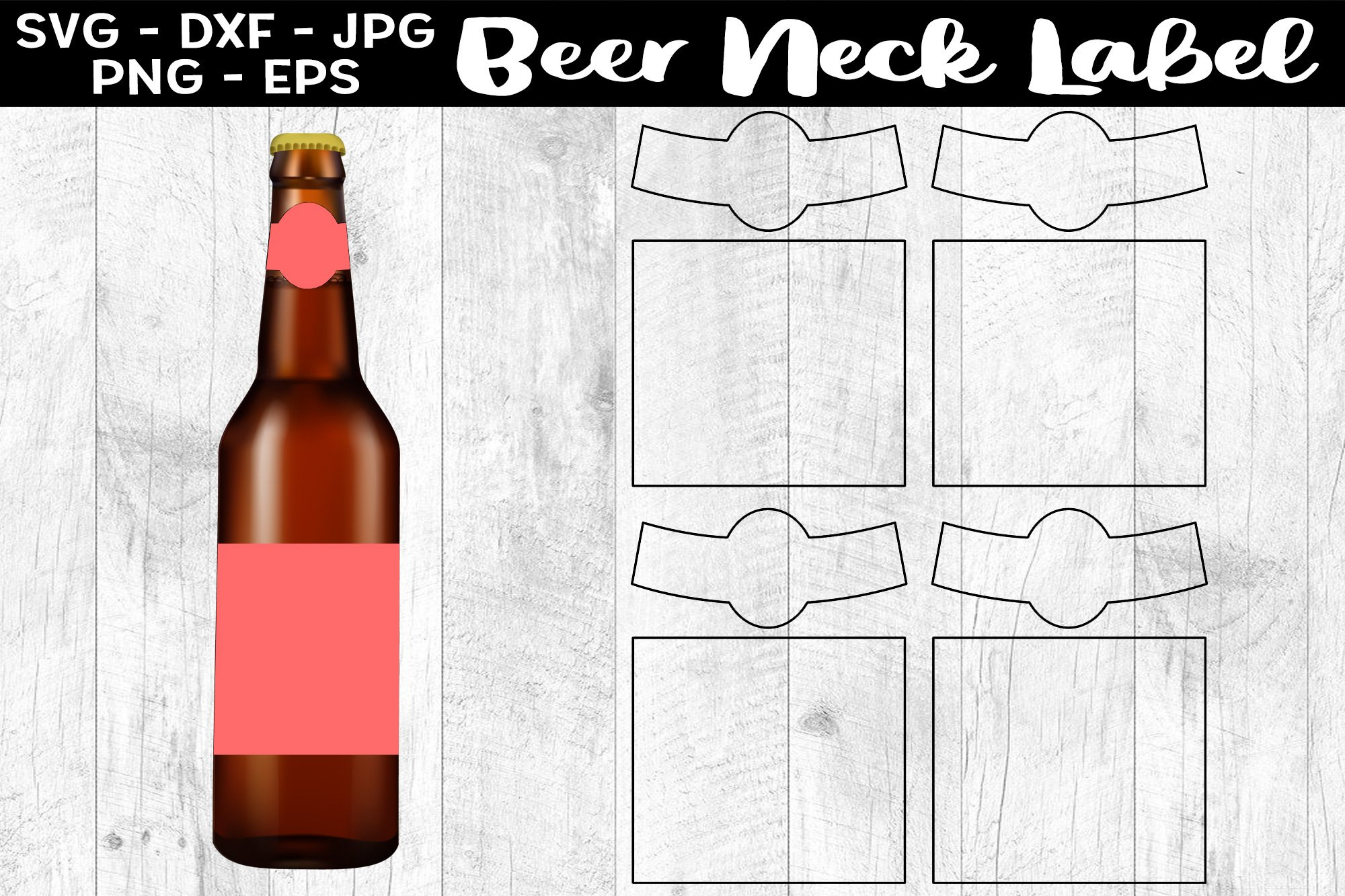Beer Neck Label Template Svg Eps Png Wine Bottle (1781551) throughout Printable Beer Bottle Labels