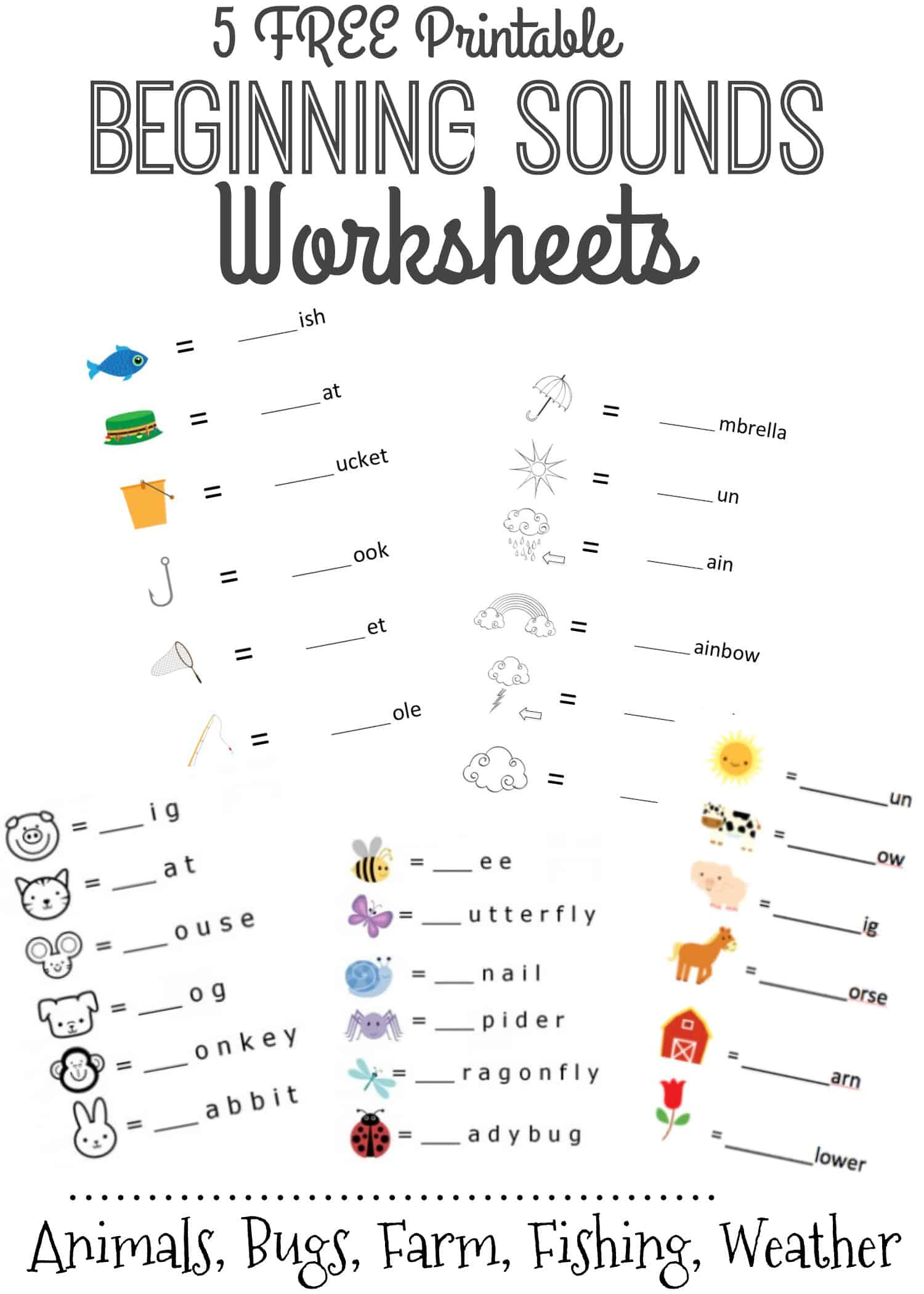 Beginning Sounds Letter Worksheets For Early Learners with regard to Free Printable Beginning Sounds Worksheets