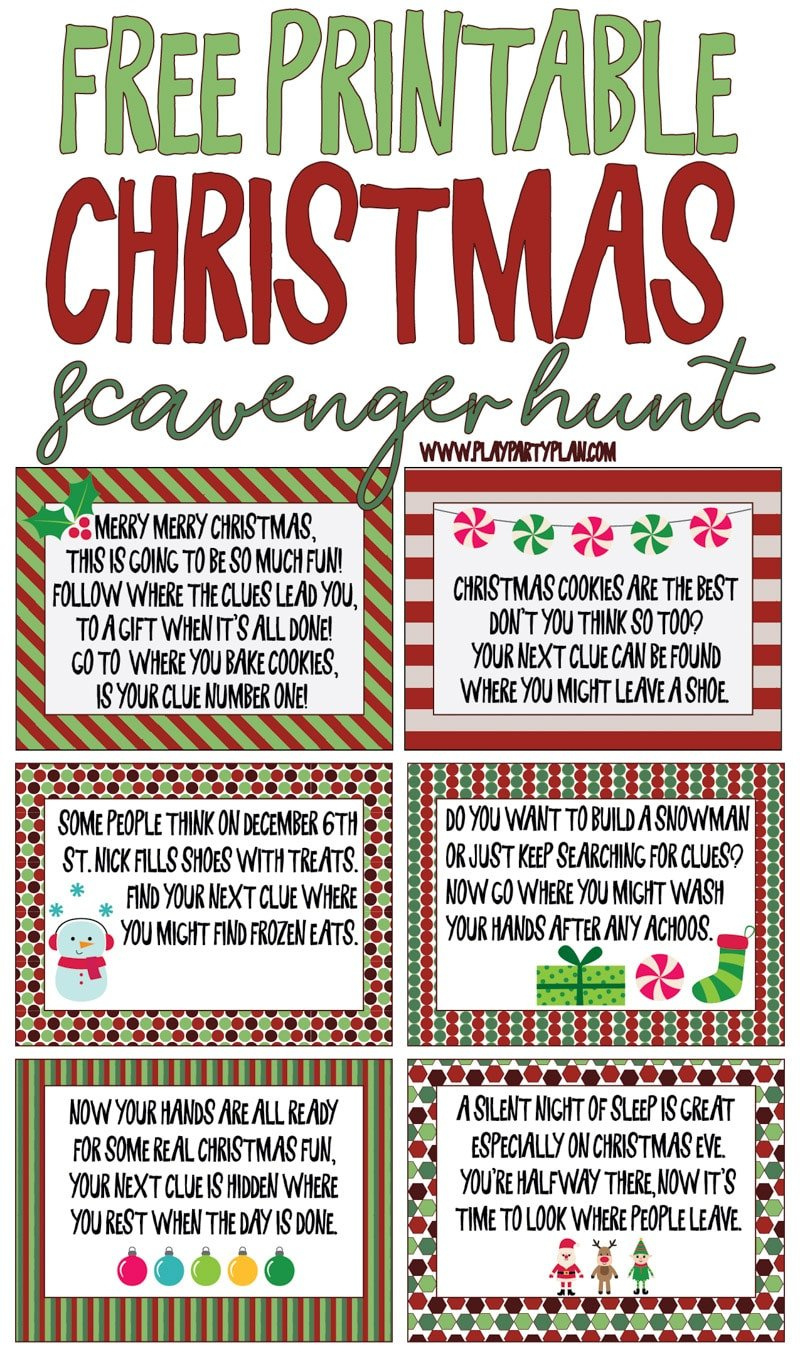 Best Ever Christmas Scavenger Hunt - Play Party Plan throughout Free Printable Christmas Scavenger Hunt