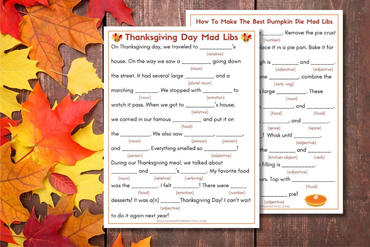 Best Thanksgiving Mad Libs Free Printable (Use It This Year!) throughout Free Printable Thanksgiving Mad Libs