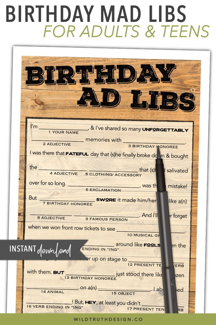 Birthday Mad Libs For Adults Printable - Men &amp;amp; Women - Country with Free Printable Birthday Mad Libs