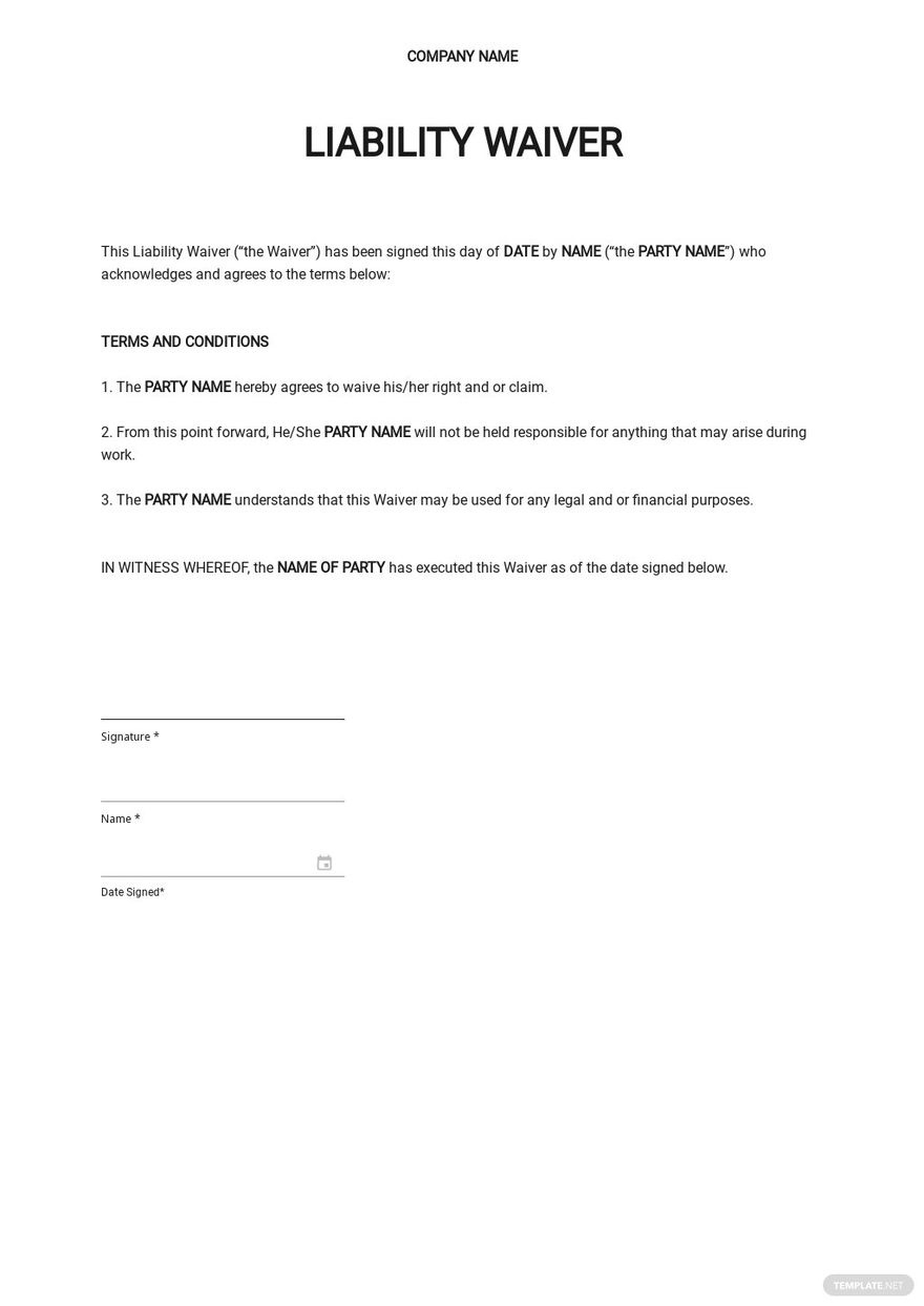 Blank Liability Waiver Template In Word, Google Docs - Download pertaining to Free Printable Liability Waiver Form