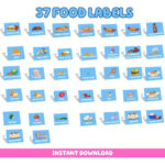 Bluey Birthday Party | 37 Food Labels Bundle | Blue Dog | Digital Within Free Printable Bluey Party Food Labels