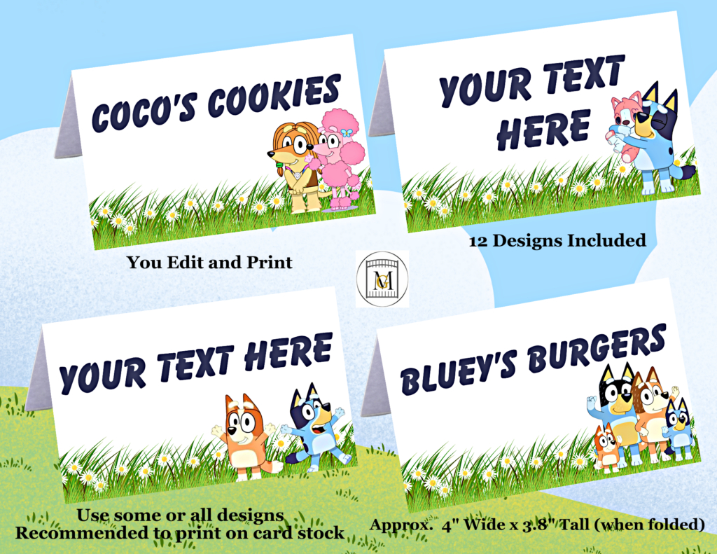 Bluey Birthday Party Food Label-Candy Label-Place Cards/ Editable pertaining to Printable Bluey Food Labels