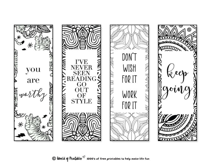 Free Printable Inspirational Bookmarks to Color