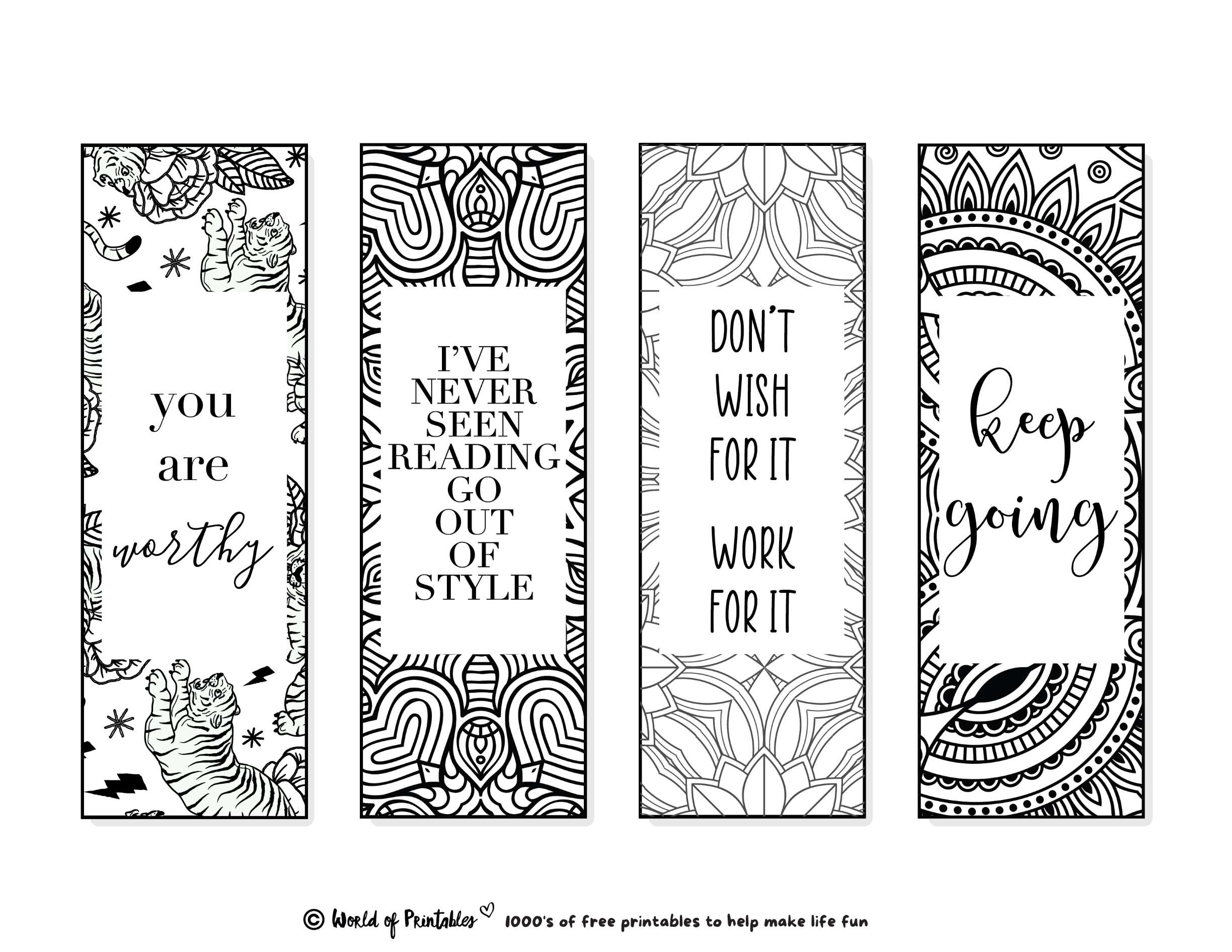 Bookmarks To Colour In Free Printable - Printable Party Favors regarding Free Printable Inspirational Bookmarks to Color