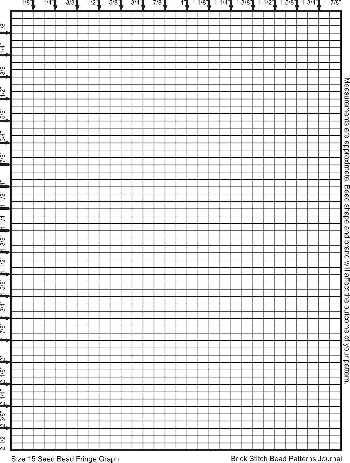 Brick Stitch Bead Patterns Journal: Size 15 Seed Bead Brick Stitch in Free Printable Printable Beading Graph Paper