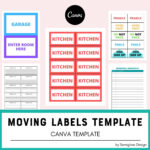 Canva Template For Printable Moving Labels And Room Inventory Intended For Printable Labels For Moving Boxes