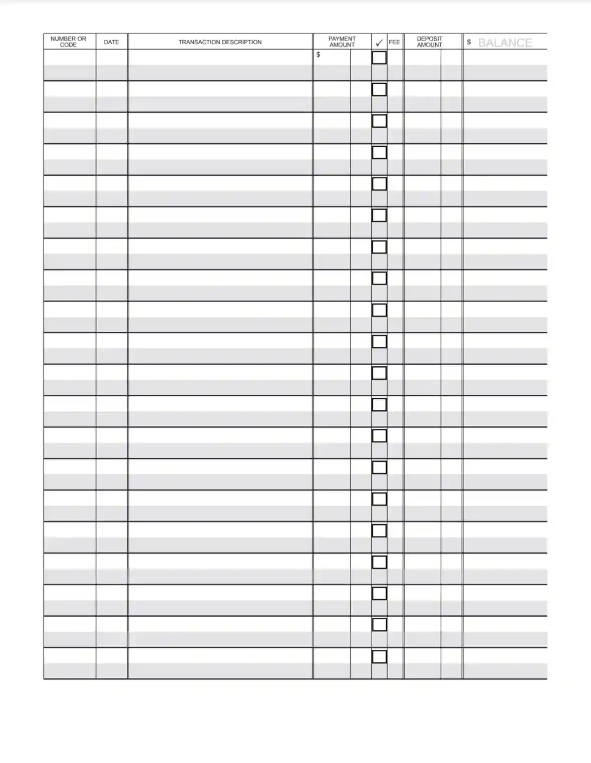 Check Register Template ≡ Fill Out Printable Pdf Forms Online throughout Free Printable Checkbook Register Template