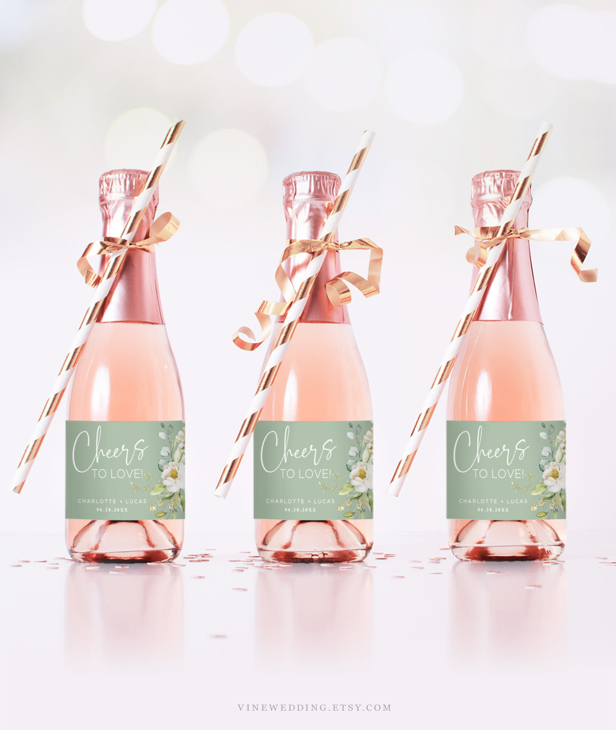 Cheers To Love Mini Champagne Bottle Label Template, Editable Mini within Printable Champagne Bottle Labels