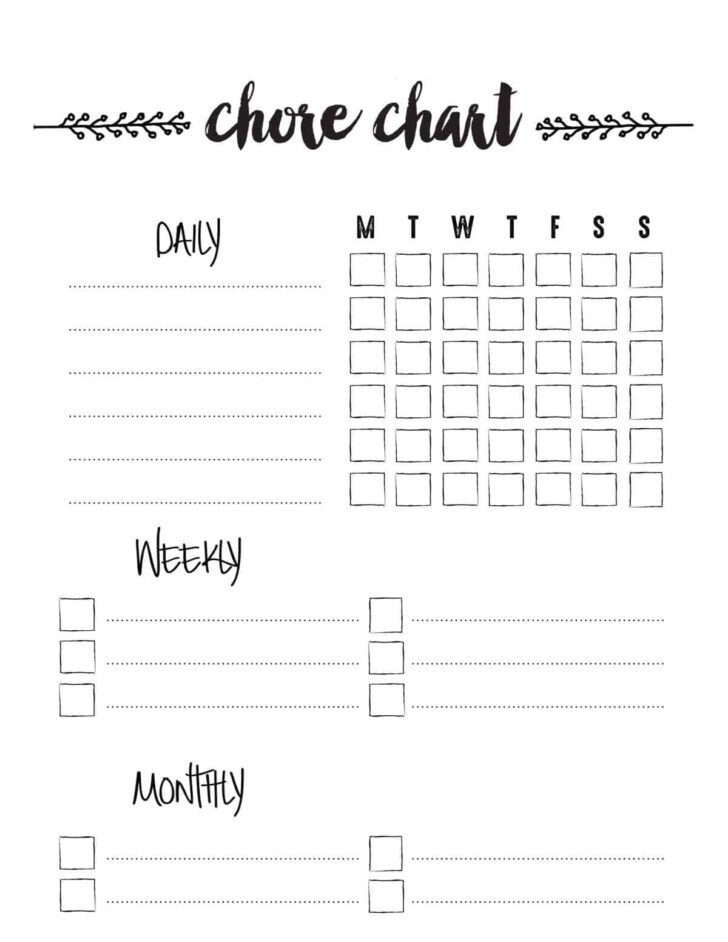 Free Printable Daily Chore List