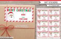 Christmas Gift Labels Template (Santa Claus) - From Your Name - Red &amp; Green throughout Printable Label Stickers For Gifts