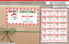 Christmas Gift Labels Template (Santa Claus) - Red &amp; Green intended for Free Printable Christmas Label Template