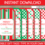 Christmas Gift Tags Template   Red & Green Within Printable Christmas Gift Labels Templates