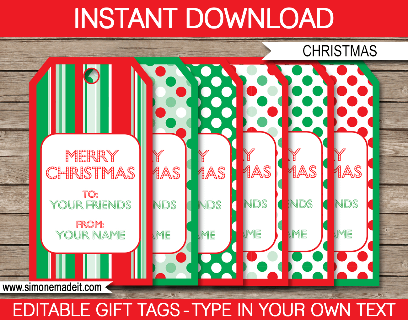 Christmas Gift Tags Template - Red &amp;amp; Green within Printable Christmas Gift Labels Templates