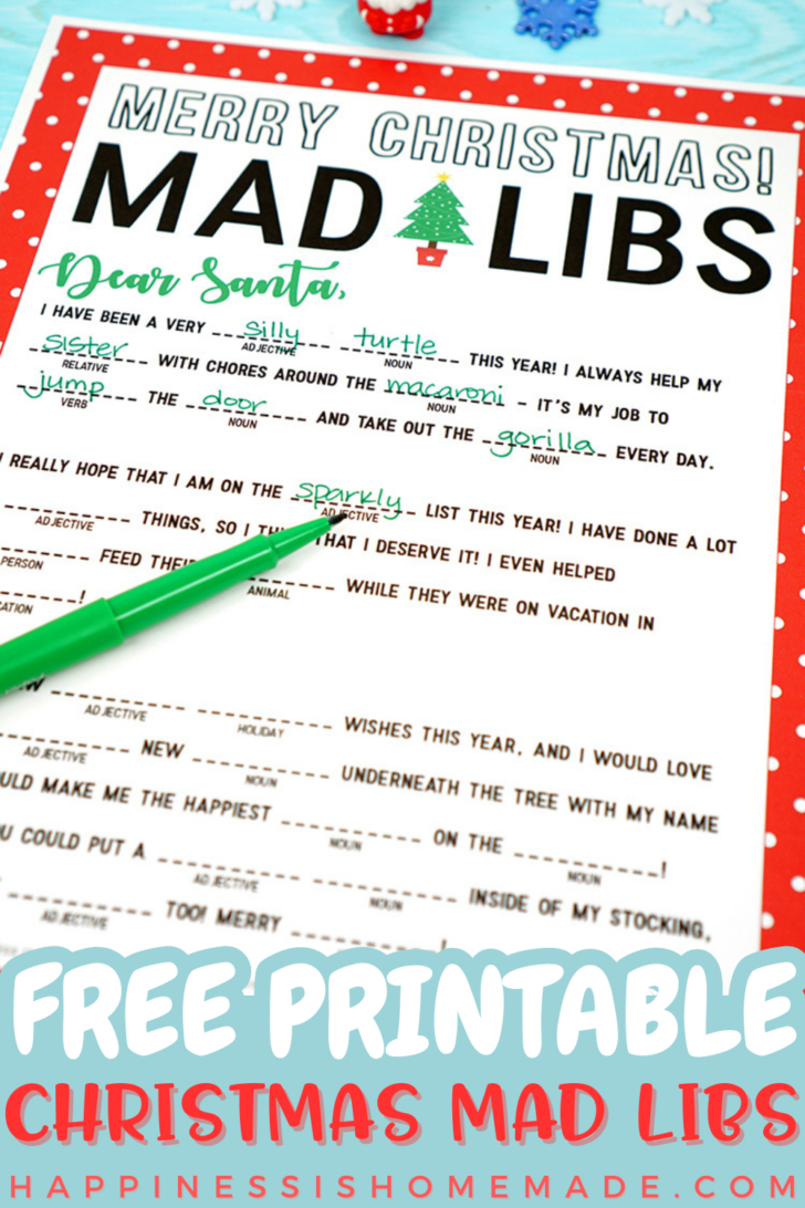 Free Printable Mad Libs For Christmas
