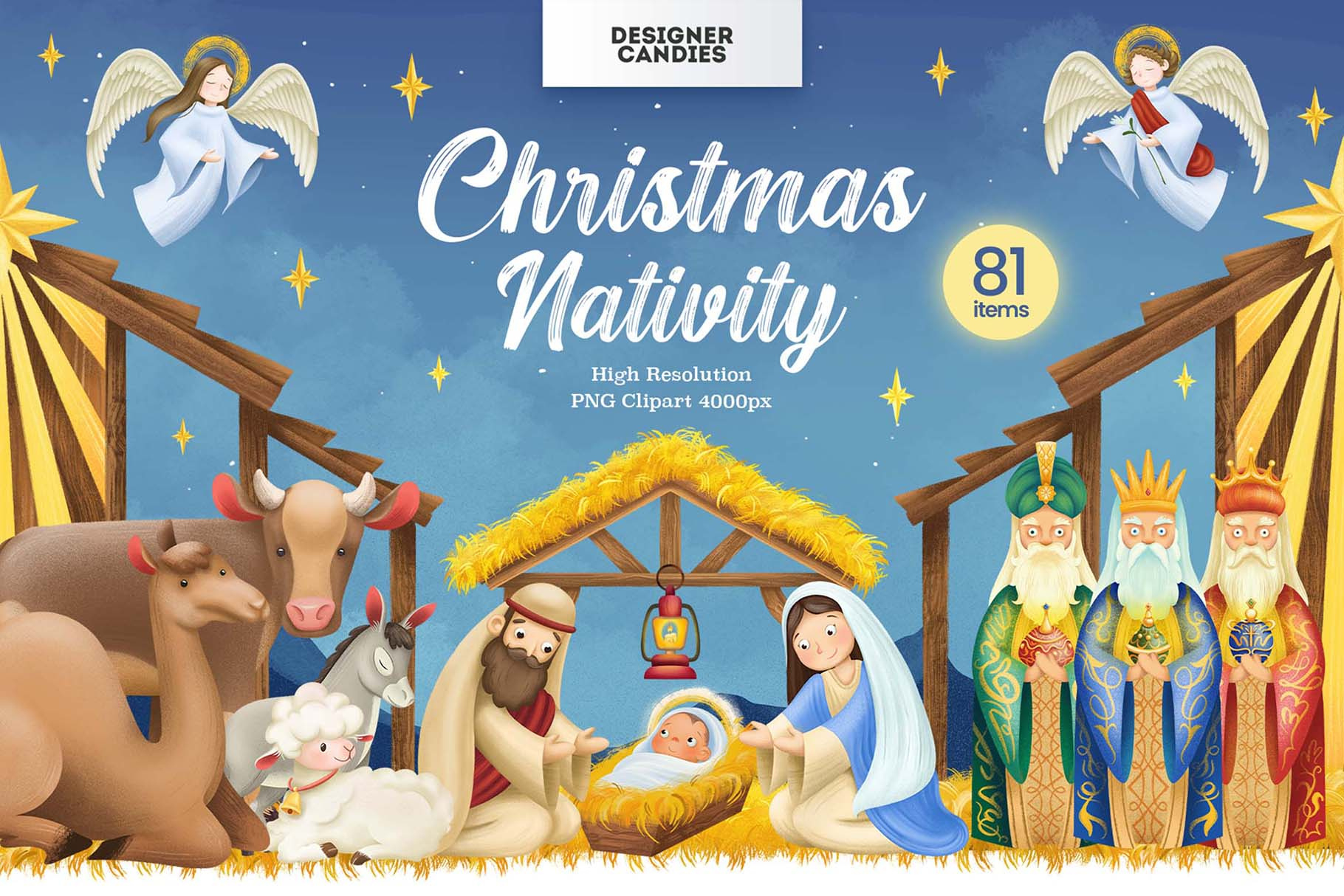 Christmas Nativity Clipart Illustrations - Designercandies for Free Printable Religious Christmas Clip Art