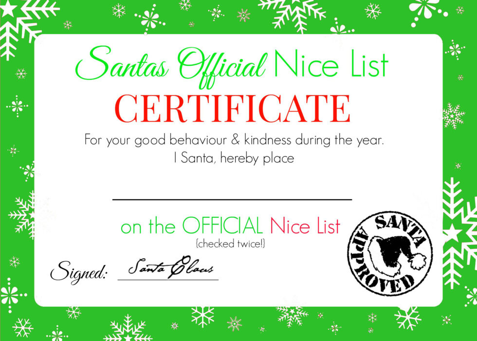 Christmas Nice List Certificate - Free Printable! - Super Busy Mum within Free Printable Nice List Certificate